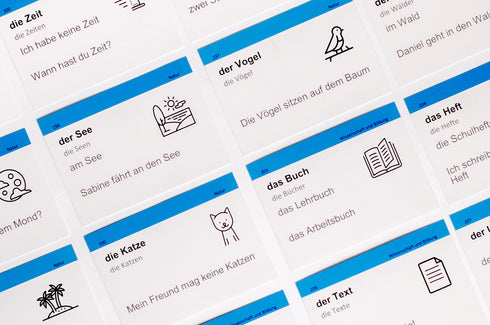 Flashcards de vocabulário, nível de entrada. Alemão A1