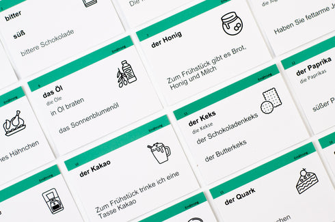 Flashcards de vocabulário, nível intermediário inferior. Alemão A2