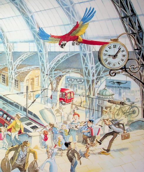 Pequeno autocarro vermelho na cidade