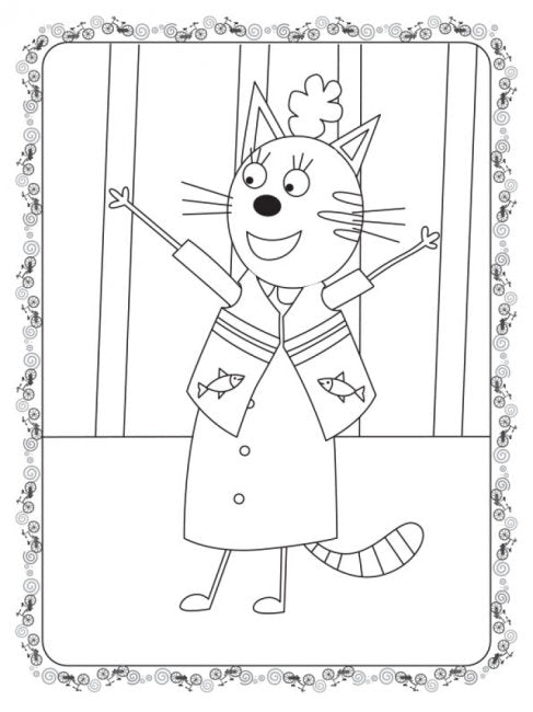 Три коти. Кольоровий штрих. Велосипед